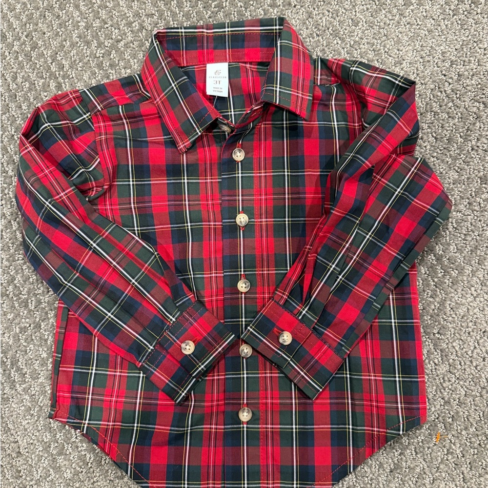 Class Club Red and Green Plaid Button Down Shirt